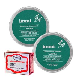 IMMI Desodorante Natural Lavanda en Tarro 2 Piezas | 1 Jabon 50gr La Artesanal