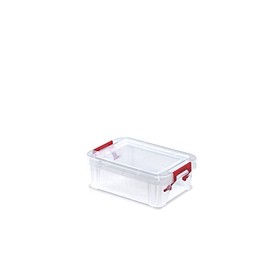 Whitefurze Allstore Container with Silver Clamp, Plastic, Natural, 0.3 Litre