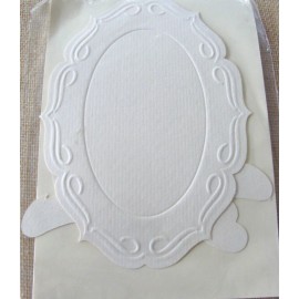 Unbranded NEW SEALED Paper Die Cuts Scrapbooking Embossed Oval Frame w Envelope - Ivory