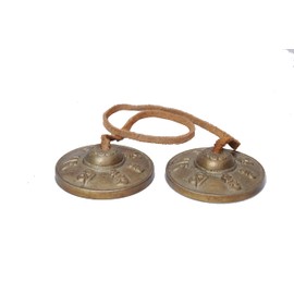 Tibetan tingsha cymbals - 6.2 cm - om mane padme hum symbols embossed bell tibetan cymbals chimes manjeere meditation prayer musical instrument