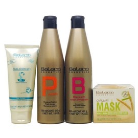 Salerm Combination Set Ii (Salerm Protein Shampoo 500 Ml ,Balsam Conditioner 500ml, Capillary Mask Wheat Germ200ml, 21 Leave in Silk Protein 200ml by Salerm