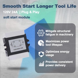 120V 24A Soft Start Module, with Aluminum Block, Soft Start Switch, Soft Start Relay, Power Tool Accessory for Table Saws, Circular Saws, Angle Grinders, Cut-Off Machines
