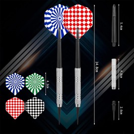 JCUGSBS 8 Piece Darts, Darts Set with Metal Tip, Children's Darts, Professional Iron Copper Coating Tip Darts, Needle Tip Darts, Barrel Colourful Darts, 4 Colours