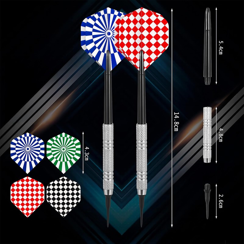 JCUGSBS 8 Piece Darts, Darts Set with Metal Tip, Children's