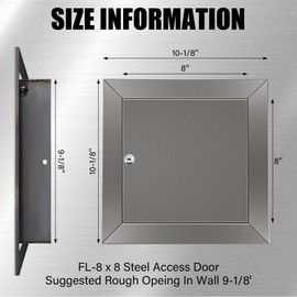 Frienda 8 x 8 Inch Stainless Steel Metal Universal Access Door with Screwdriver Latch Wall Ceiling Mounted Door Access Panel for Drywall Plumbing Electrical