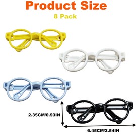 8 Pieces Doll Glasses, 8 Colors Plastic Doll Dress Up Glasses Accessories for Crafts, Dolls, Clothing Accessories, Compatible with 5.12 Inch Glasses
