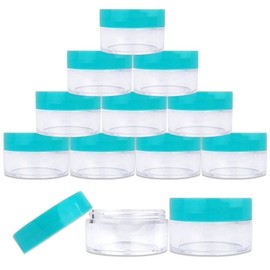Beauticom 240 Pieces 20G/20ML Round Clear Jars with Sky Blue Teal Lids for Make Up Powder, Eyeshadow Pigments, Lotion, Creams, Lip Balm, Lip Gloss, Samples - BPA Free