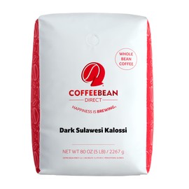 Coffee Bean Direct Dark Sulawesi Kalossi, Whole Bean Coffee, 5-Pound Bag