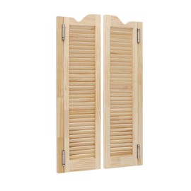 Solid Wood Swinging Saloon Doors, Louvered Cafe Swing Door, Double Half Partition Door with Hinges, Swinging Doors for Entrance Partition Hallway Porch Shop (Burlywood, 42.13 * 24.02in)