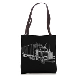 Semi Trailer Wireframe Tote Bag