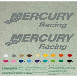 Pair of Mercury Racing Boats Compatible Replacement Decals Vinyl Stickers Boat Outboard Motor Set of 2 (12" X 2.7", Grey 071)
