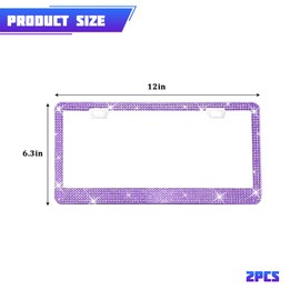 2 Pack 12.2 x 6.7 Inch License Plate Frames, Purple