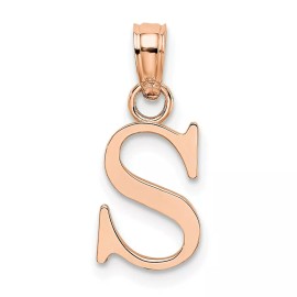 BillyTheTree Jewelry 14k Rose Gold Polished S Block Initial Pendant