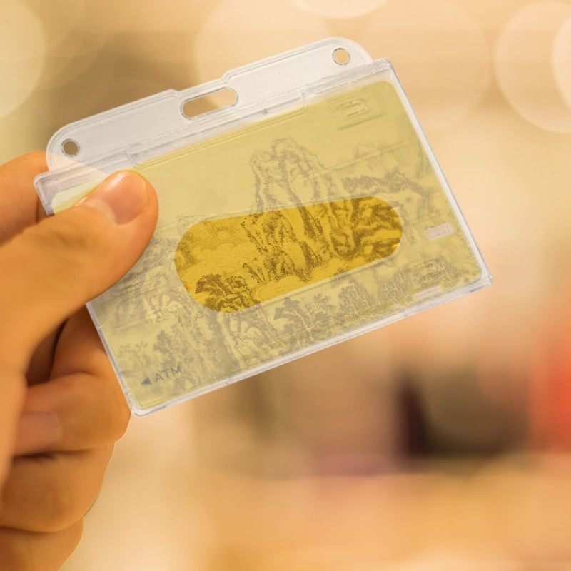 ID Card Badge Holder, 2 Pieces Clear Badge Holders Hard