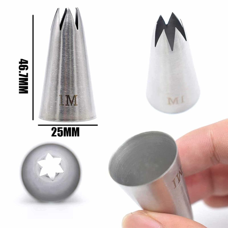 2 pcs 1M Nozzle Open Star Piping Tip, Large Seamless