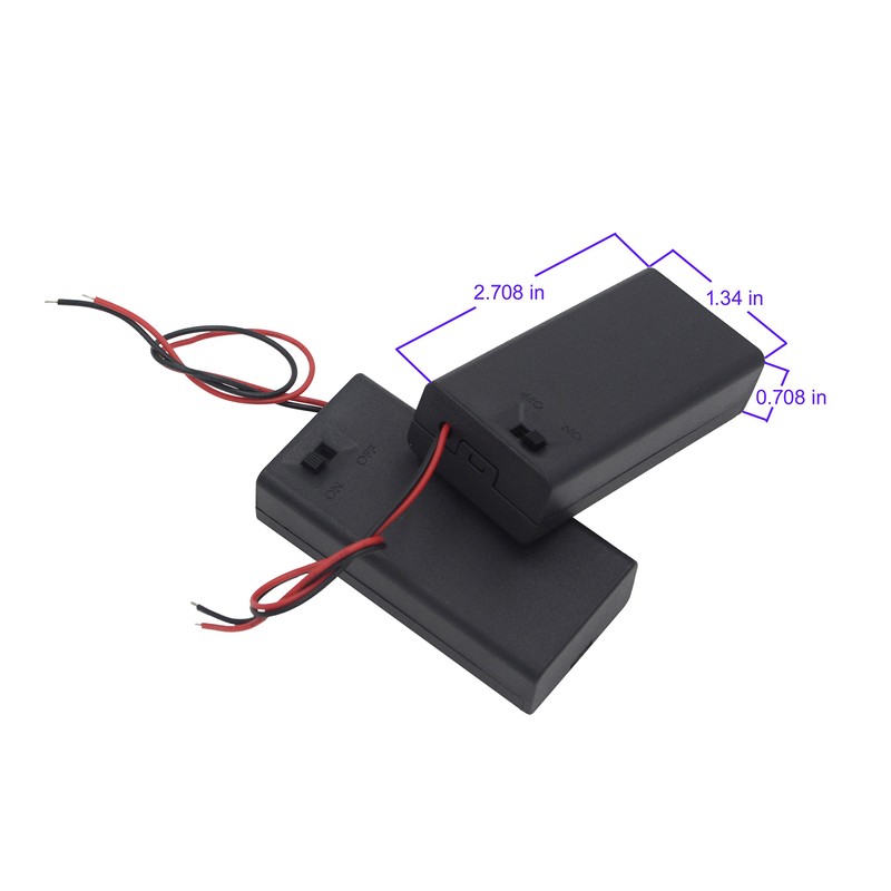 LAMPVPATH 3Pcs 2 AA Battery Holder with Switch, 2x 1.5V