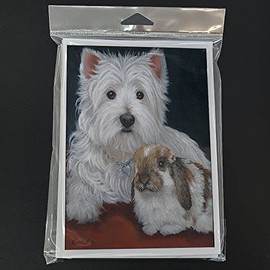 Caroline's Treasures PPP3207GCA7P Westie Rabbit Harmony Greeting Cards and Envelopes Pack of 8 Blank Cards with Envelopes Whimsical A7 Size 5x7 Blank Note Cards