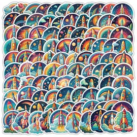100 Pcs Outer Space Stickers for Kids Teens Adults Boys Girls Gift,Space Alien Rocket Stickers Pack for Laptop,Skateboar,Luggage,Car,Bike, Cup,Computer,Water Bottle Decor,Vinyl Waterproof Sticker
