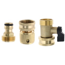 Be In Your Mind Garden Hose Quick Coupling 3/4 Inch Brass Shut-off Valve Internal and External Thread Tap Connection Adapter Set of 3