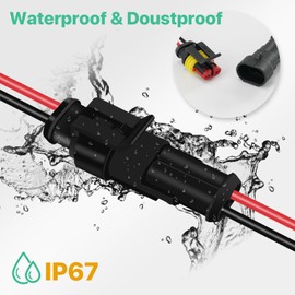 YGKSAA 2 Pin Waterproof Electrical Connectors，18 AWG Male and Female Wire Connectors，12v Plug Connector，Suitable for Connecting Weak Current Lines Such As Cars, Motorcycles, and Ships(5 Pack)