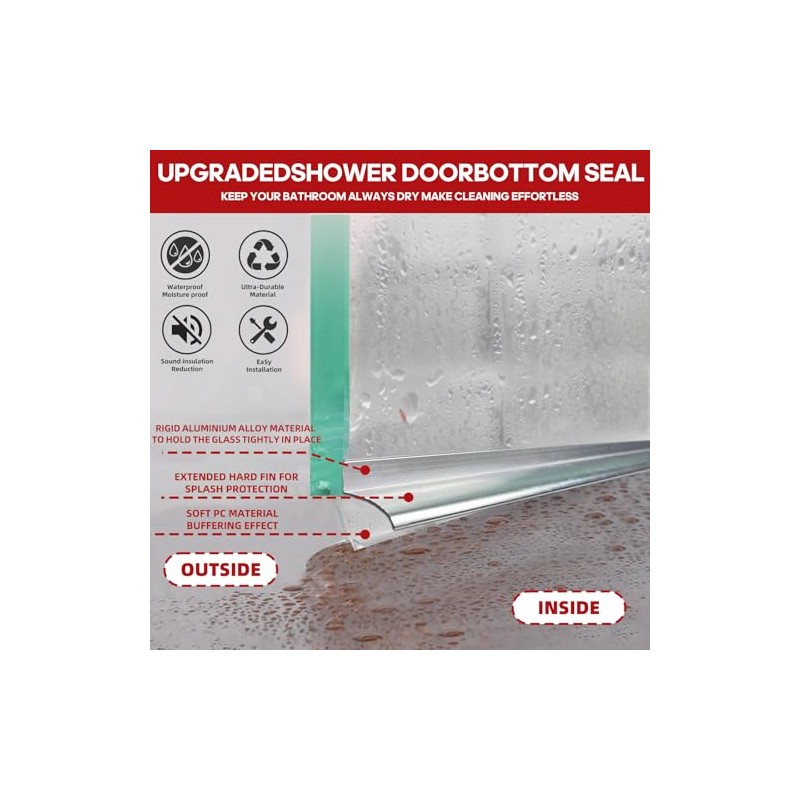 30" Chrome Framed Shower Door Replacement Bottom Deflector, Applied Mounting