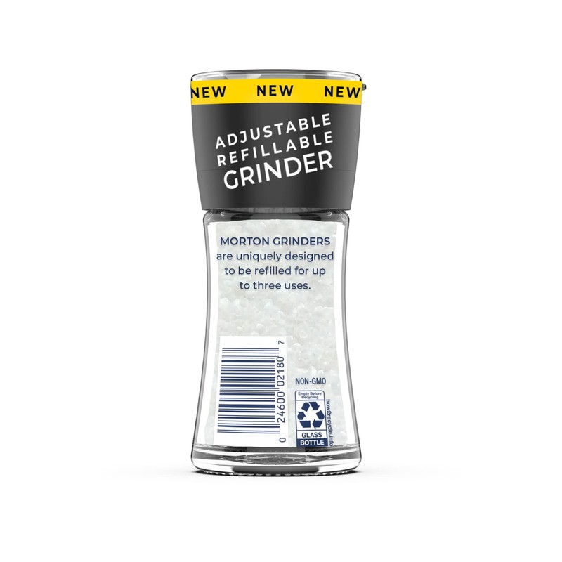 Morton Adjustable Refillable Grinder, All-Natural Sea Salt, 2.5 Ounce (Pack