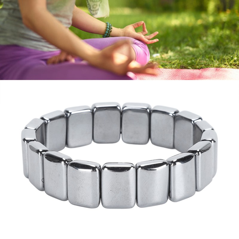 Terahertz Rectangle Bead Bracelet Energy Stone Fashion Unisex Terahertz Elastic