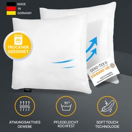 Lileno Home Microfibre Cushion 50 x 50 cm Set of 2 Washable up to 95 Degrees with Zip – Pillow 50 x 50 cm as Cushion Filling for Bed or as Decorative Cushion – Sofa Cushion and Decorative Cushion