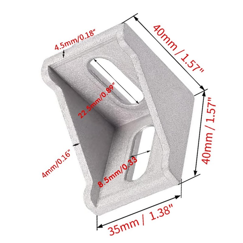 Boxonly 40mm x 40mm Inside Corner Bracket Gusset,Corner Brace Angle