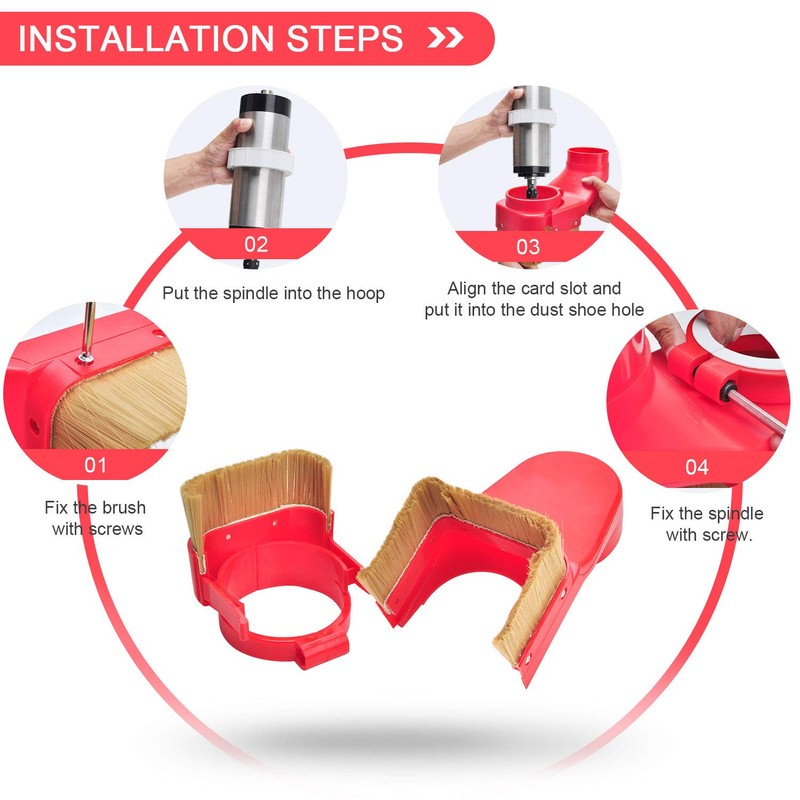 Daedalus NL330 CNC Dust Shoe, 80mm, Red
