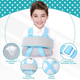 ENLUNTRA Kids Upper Extremity Sling, Breathable & Comfort Arm Sling Shoulder Immobilizer，Adjustable Arm Sling for Elbow Injury(Grey,S)