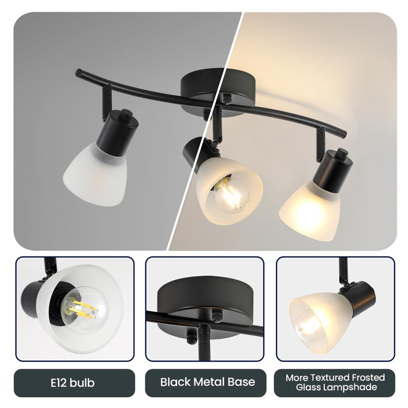 KEESFU 3 Light Track Lighting Fixtures Ceiling,Adjustable Directional Ceiling Lights