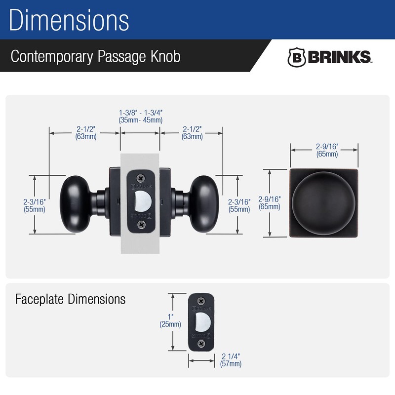 BRINKS – Contemporary Non-Locking Interior Ball Door Knob, Tuscan Bronze