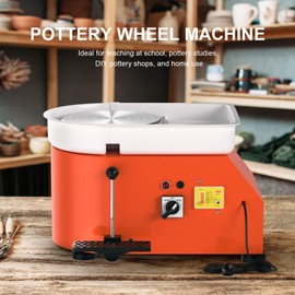 Pottery Wheel Pottery Forming Machine 25CM 350W Electric Pottery Wheel with Foot Pedal DIY Clay Tool Ceramic Machine Work Clay Art Craft (Orange)