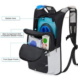 Hydration Backpack - Lightweight Water Backpack with 2L Water Bladder Bag, Running Hydration Vest Backpack for Men Women, Hydration Pack for Hiking, Cycling, Climbing MIYCOO (Black Gray, 10L)