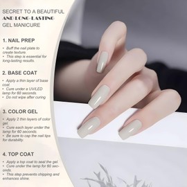 Vishine Light Gray Gel Nail Polish, 1 Pcs 16ml Soak-Off UV LED Gel Polish for DIY Nail Art & Home Manicure, Shade L337 Soft Grayish White