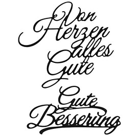 Ideen mit Herz Cutting Stencils, Wishes & Congratulations 3, 4.2 cm to 8.2 cm, Pack of 2, Lettering, Fonts, Stencils for Designing Greeting Cards, Gifts and Much More