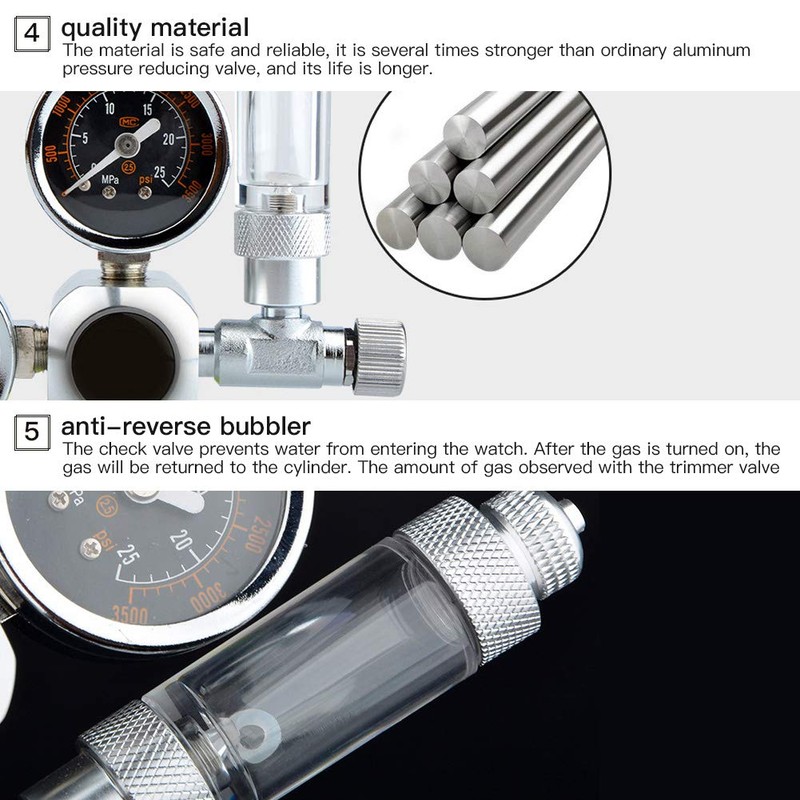 Pssopp CO2 Pressure Regulator CO2 Aquarium Pressure Regulator Valve with