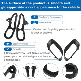 POSENG Front Tow Hooks Left & Right Compatible with Dodge Ram 1500 with 3.0L 3.6L 5.7L Engine 2019-2022 Replaces# 68272945AB, 68272944AB(Black)