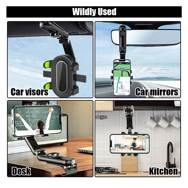 GLSOWEE Sun Visor Car Phone Holder, Multifunctional Adjustable Cell Phone