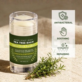 Tea Tree Cream for Fungal Skin, Tea Tree Balm Stick for Hand, Body Foot Cream for Cracked Heels and Dry Skin, Soothing Athletes Foot Cream for Itching & Dry Skin, Heel Balm, 2PCS