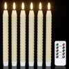 KunSwenn Spiral Flameless Taper Candles with Remote Timer, Real Wax
