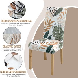OYX Dining Room Chair Covers Set of 6, Stretch Printed Parsons Chair Slipcovers Spandex Removable Washable Kitchen Chair Protector Cover for Dining Room, Hotel, Ceremony, Restaurant, Banquet