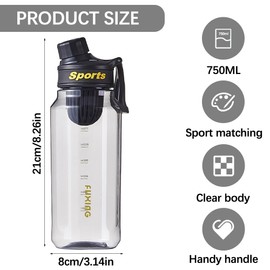 Greyoe 1 x Sports Protein Shaker Water Bottle, High-Quality Protein Shaker PC + PP, for Fitness Men and Women Sports Outdoor and Daily Use