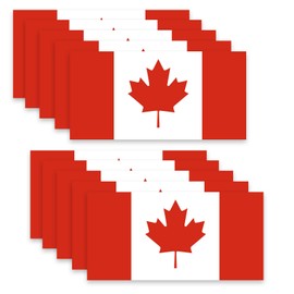 Canada Flag Vinyl Stickers 10 Pack - 3" x 6" Proportional Size - Waterproof Scratch-Resistant Car/SUV/Truck Window Laptop Decal - Proud Canadian Design