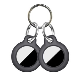 2 x protective key fob pendant hard shell key ring for AirTag | black