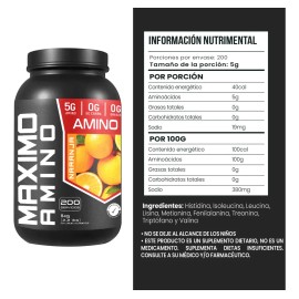 Suplemento Aminoacidos Maximo 1kg 200 Servs Varios Sabores                                                                                            
