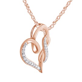 Womens Jewelry 925 Sterling Silver Round Cut Infinity Heart Pendant Necklace with 18" Chain 0.14 CT Natural Diamond- H-I, I1-I2- Choice of Silver Plated (Yellow,White,Rose)