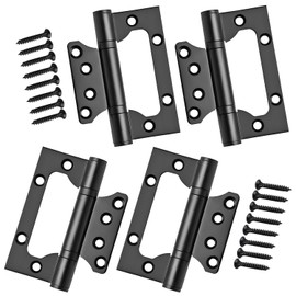 Qrity 4 Pieces Door Hinges, 4 Inch Home 100mm Door Hinges Stainless Steel Ball Bearing Mute Hinges for Internal External Doors, Black
