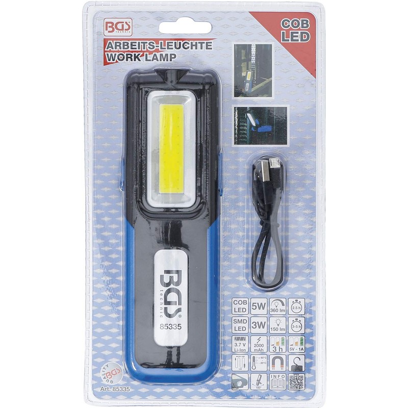 BGS 85335 COB LED Work Light Foldable with Hook and